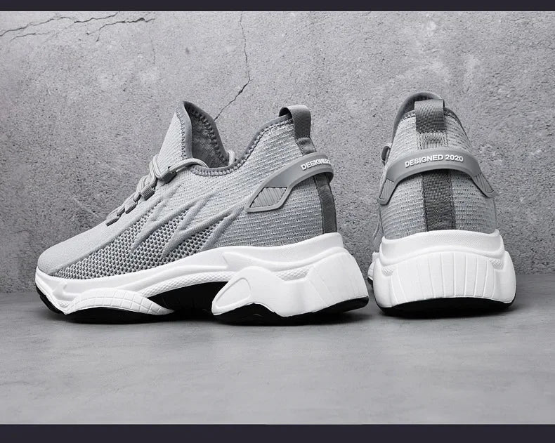Invisible Heightening 8CM Men's Running Shoes Low Heel Soft Bottom Casual Sports Shoes Breathable Mesh Inner Lining EVA Insole