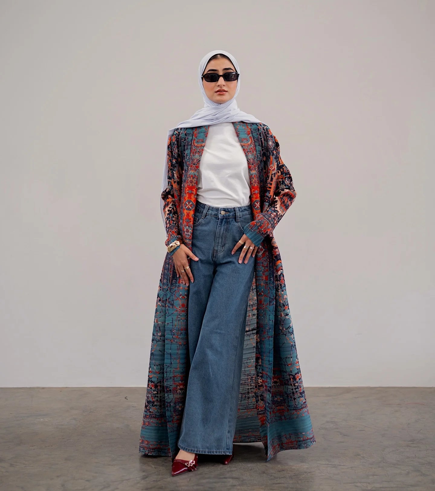 KAF Women Abaya 2025 New Retro Printing Cardigan Lace-up Design Loose Large Size Fashion Female ABaya Festival Dress