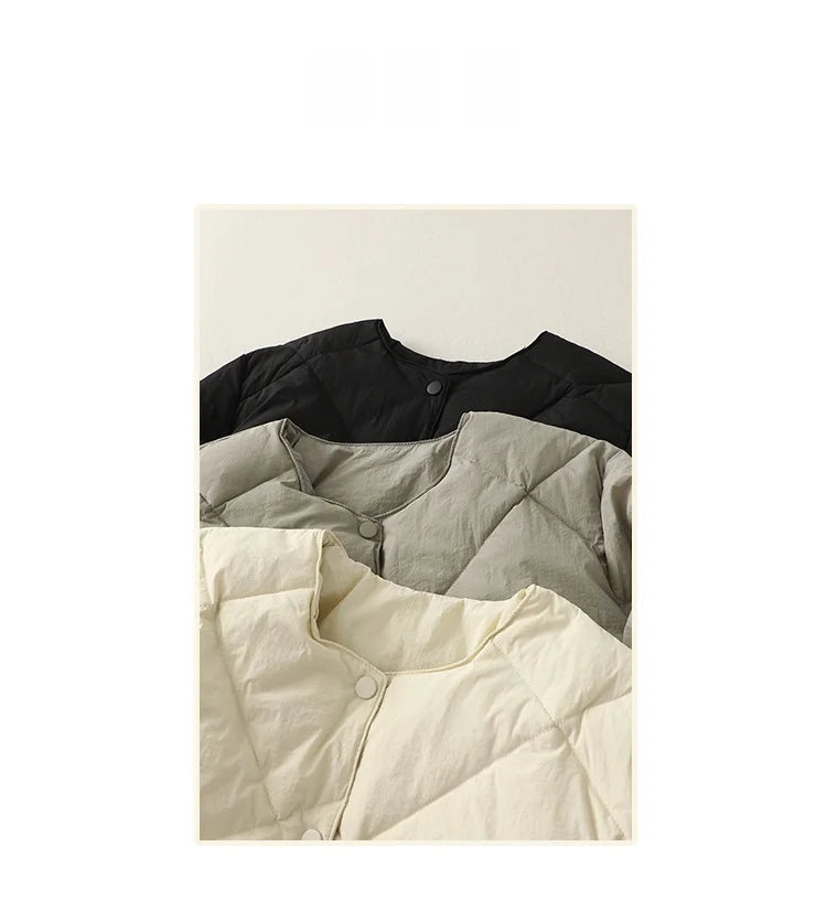 Slimming Lightweight down Cotton Jaet round Ne Warmth Sli Anti-Season Large Size Women's Faionable Commute Sle