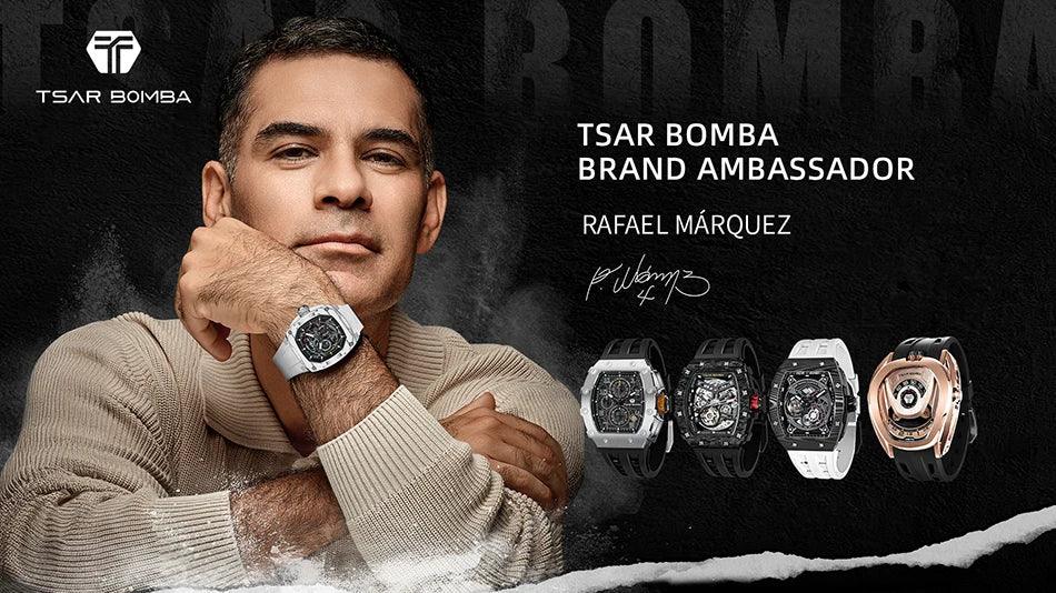 TSAR BOMBA Luxury Mens Watch Top Brand Wristwatch Tonneau Clock Rubber Strap Chronograph Sapphire Watches for Men