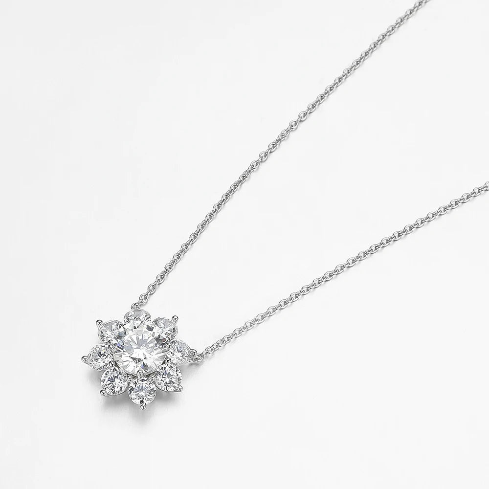 925 Sterling Silver Original Certified 2cttw Moissanite Jewelry Sets For Women Sunflower Pendant Necklace Earring Fine Jewelry