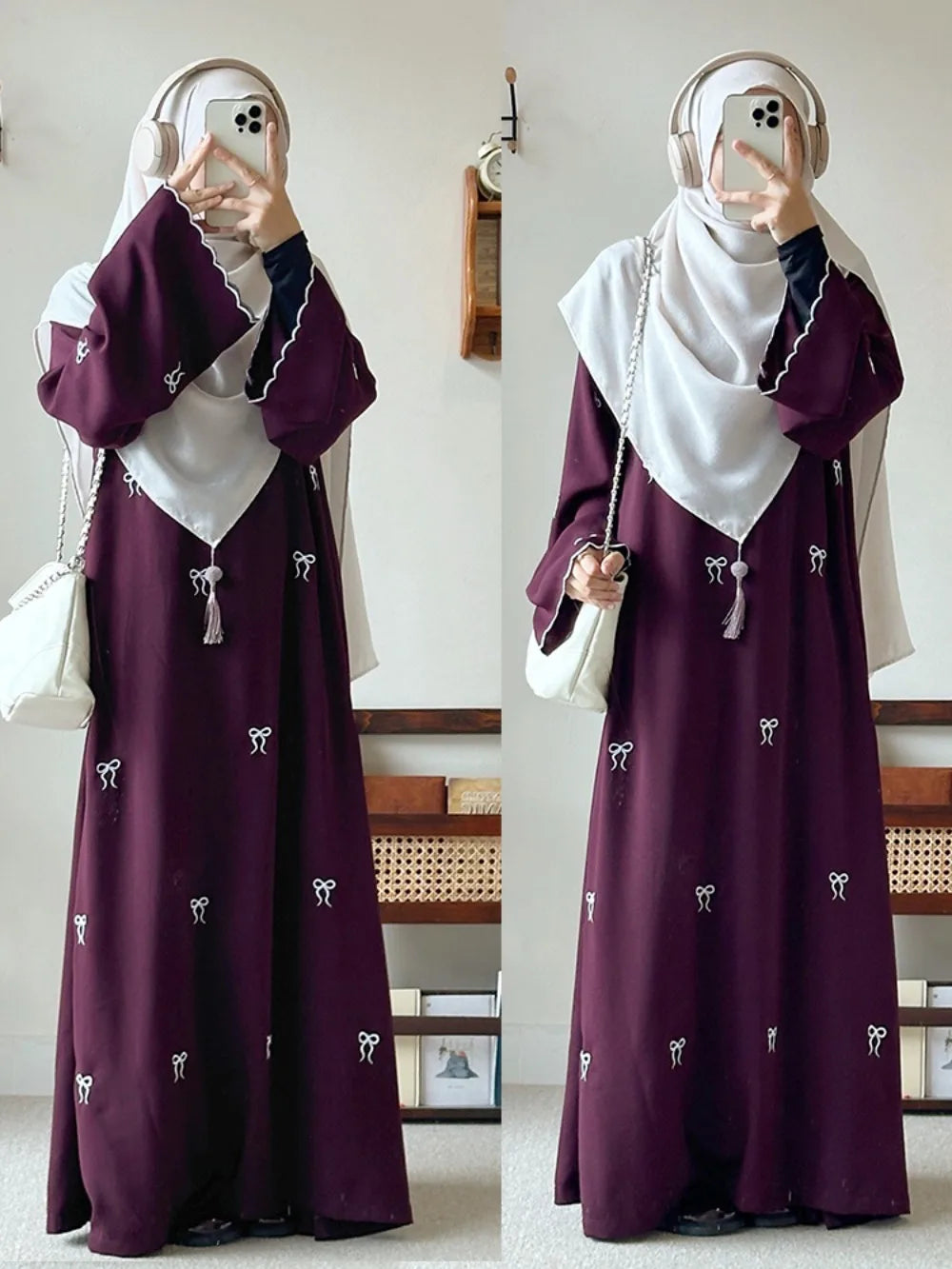 Eid Women Party Dress Muslim Abaya Bow Embroidery Modest Jalabiya Ramadan Long Dresses Abayas Vestidos Largos Kaftan Long Robe