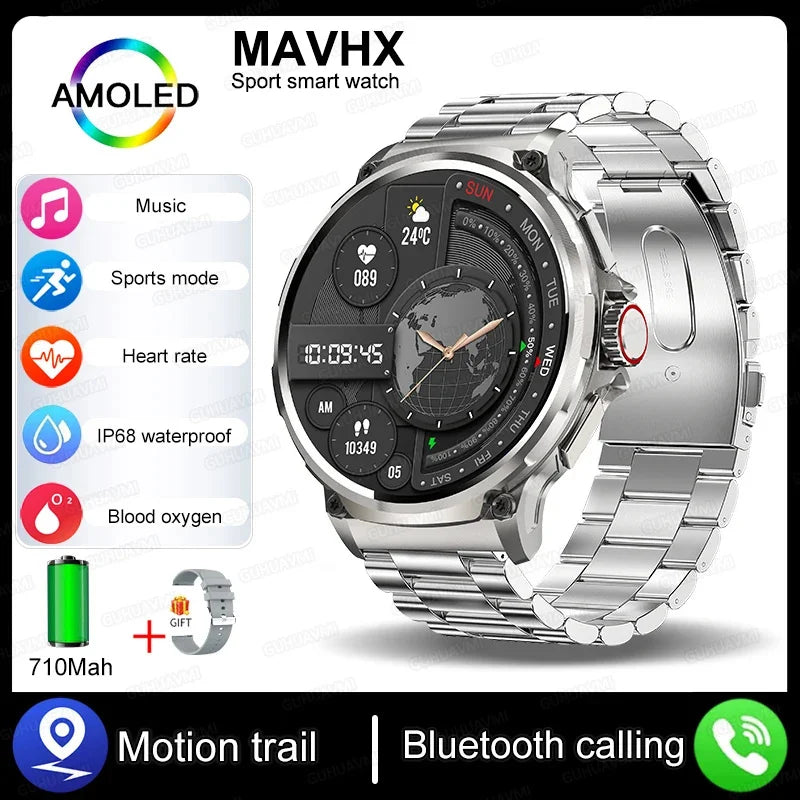 2025 New 1.85-Inch Ultra HD Smart Watch Men GPS Track Bluetooth Call 710 mAh Large Battery 400+Dial Smartwatch For Huawei Xiaomi