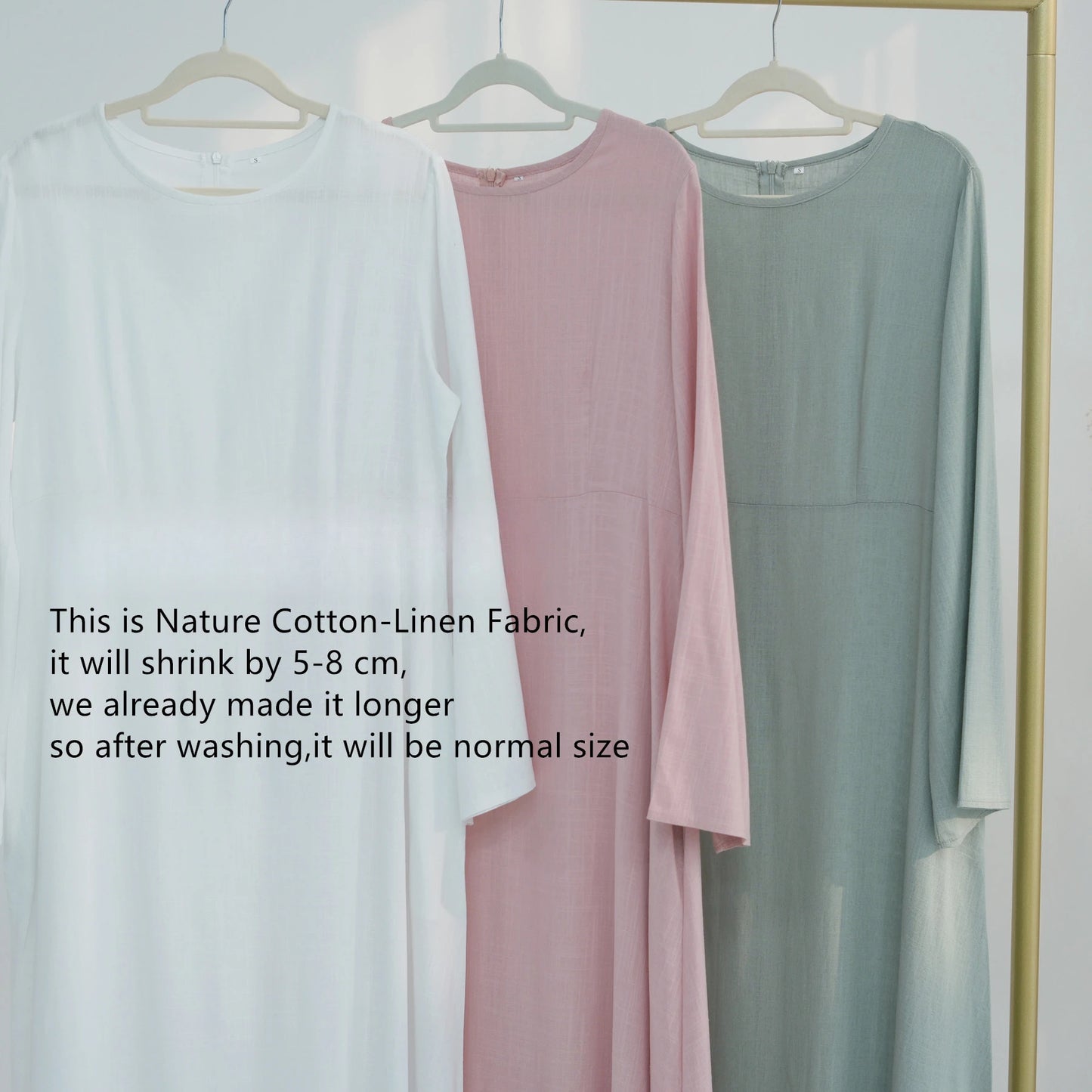 2025 Linen Pink Abaya Eid Ramadan Modest Maxi Dress Solid Color Robe Arabe Elegant Women Muslim Dresses Caftan Marocain Femme