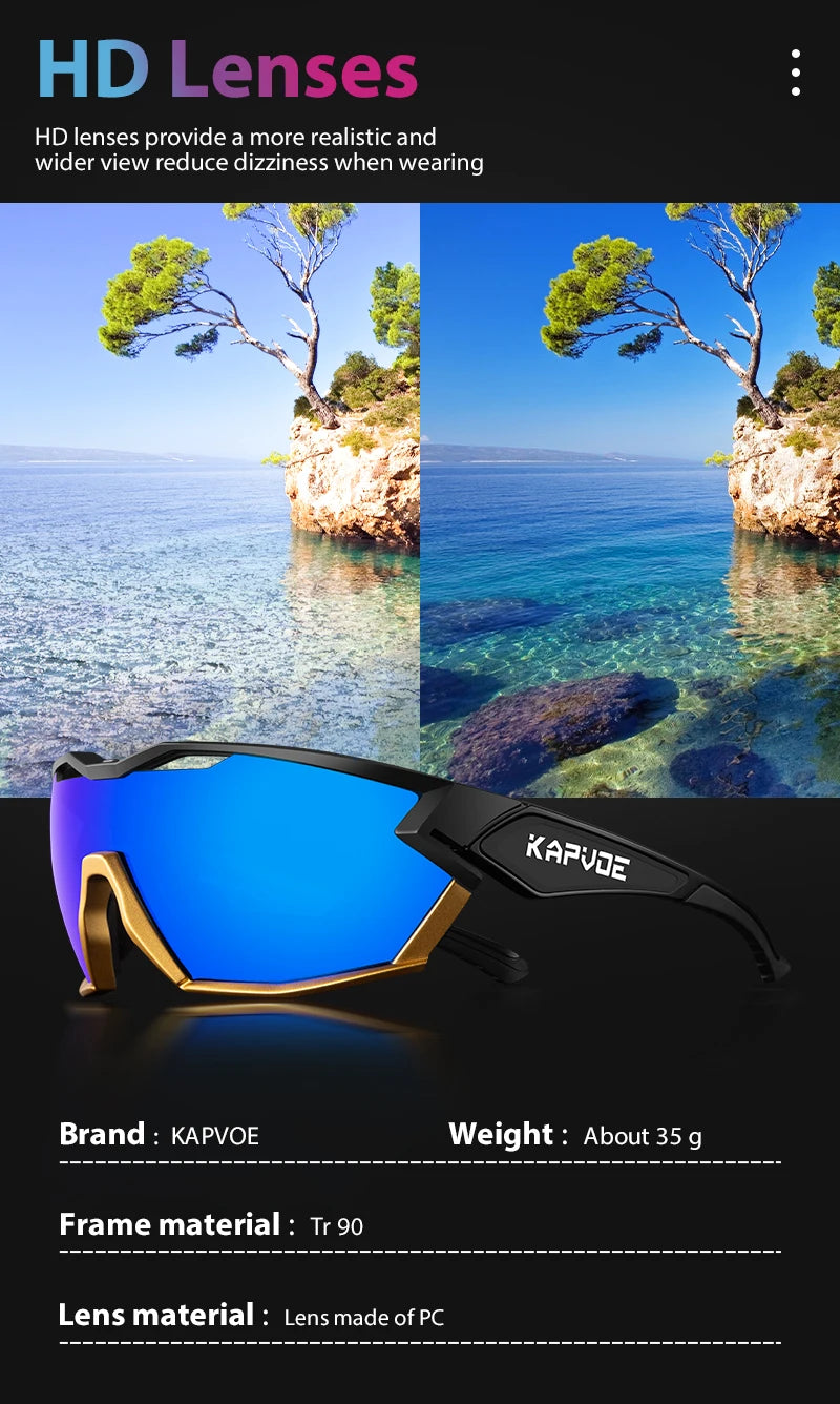 KAPVOE Hot Outdoor Cycling Sunglasses Men Women MTB Glasses Bike Cycling UV400 Goggles Bicycle Mountain Sports Hiking Eyewear
