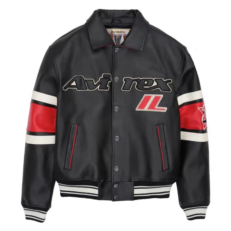 Men's Clothing Genuine Leather Jacket with American Size French Lamb Leather Embroidery Autumn Winter Classic Warm Casual Coat
