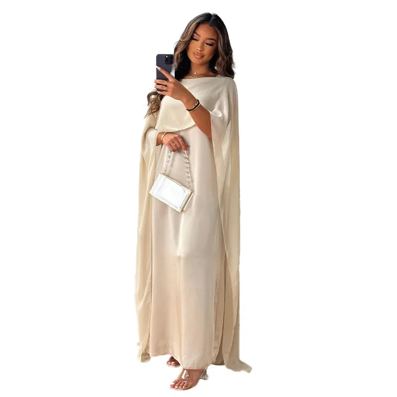 Women Dress Long Dresses Solid Round Neck Full Sleeve Casual Regular Loose Fit Elegant Splice High Waist Vestidos