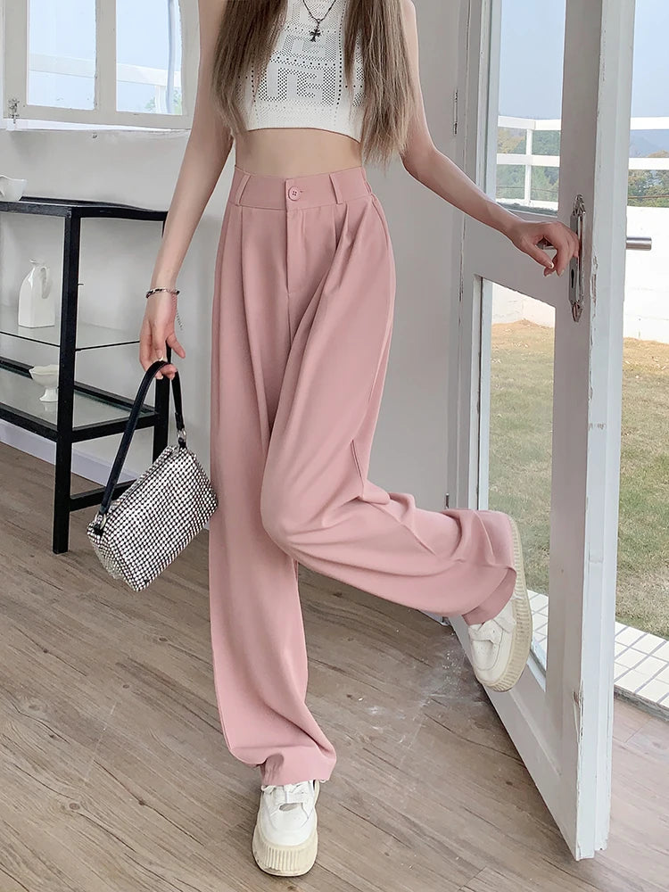 plus Size Women's Casual Wide Leg Pants High Waist Slimming Trousers Versatile Spring Faion Korean Sle Commute Pants