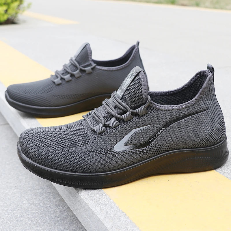 Men's Fashionable Solid Woven Knitted Running Shoes - Lightweight, Breathable, Non-Slip - Perfect Sports Shoes for Out - Lightweight, Breathable, Anti-Slip