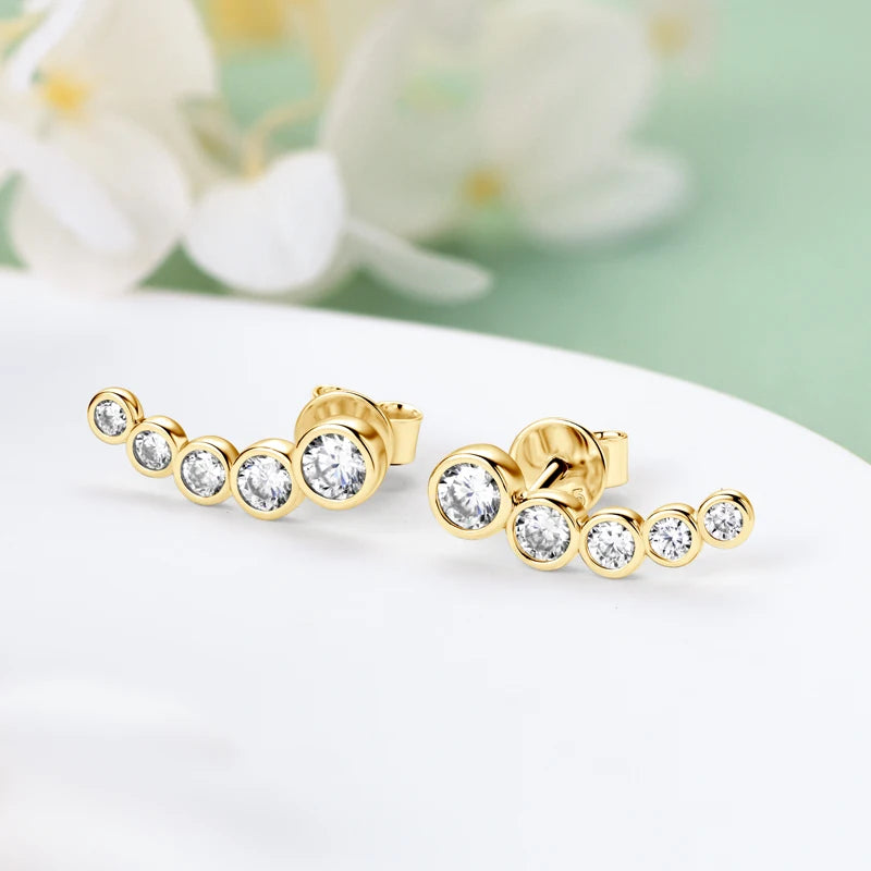 IOGOU 2024 Bezel Moissanite Jewelry Set Silver 925 Bubble Pendant Necklace Stud Earrings Women's Gift Valentine Day Christmas
