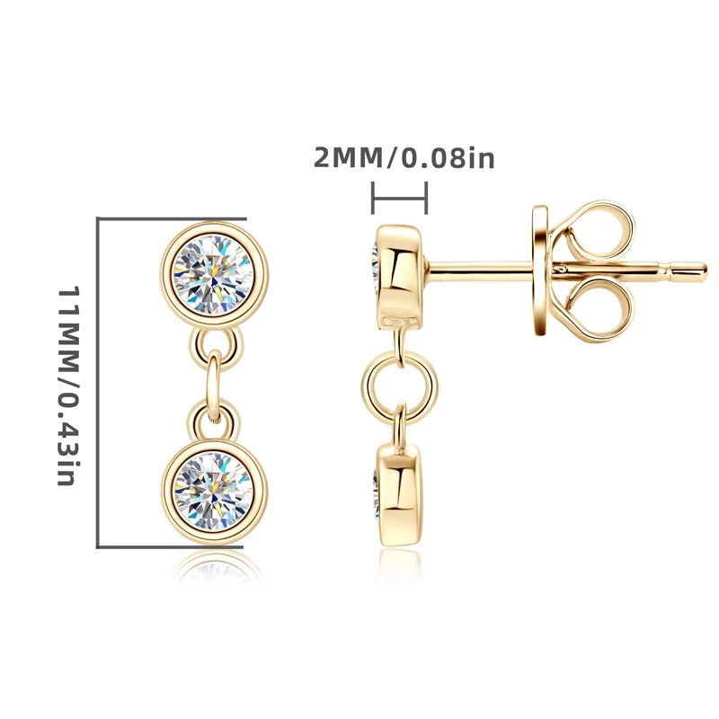Anziw Long Chain Link Hanging Earrings Silver 925 2-3mm Moissanite Drop Earring Piercing Ear for Women Gold Paletd Jewelry Gift