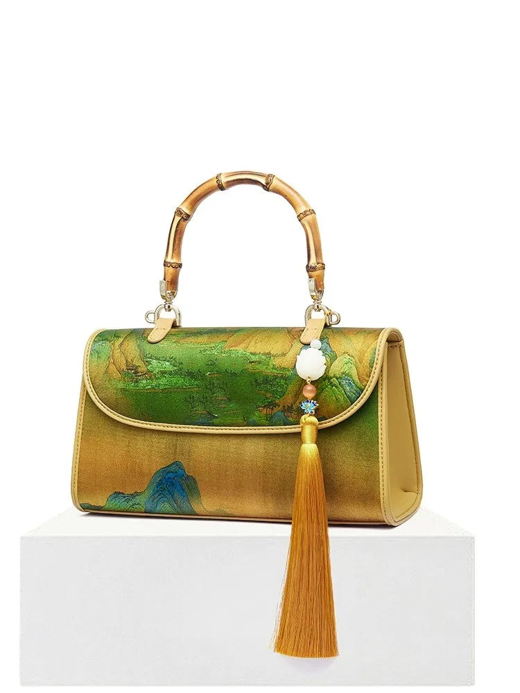 Mulberry silk women's bag new retro Chinese style bamboo cheongsam atmosphere middle-aged mother bag handbag