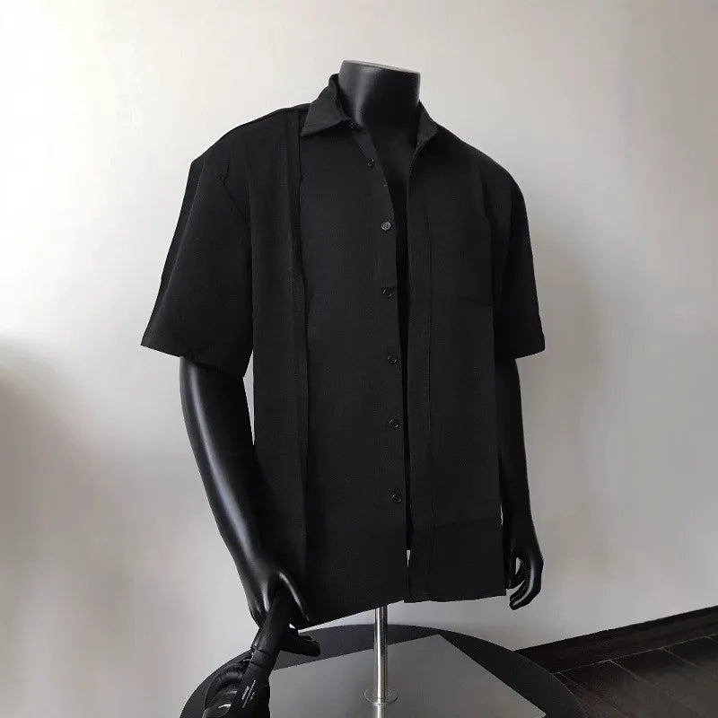 American casual full-print shirt men's Hawaii beach travel vacation short-sleeved shirt handsome casual Japanese style