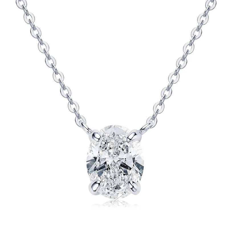 Lnngy 2024 Trend Oval Cut Moissanite Necklace For Women 925 Sterling Silver Pendant Necklace Exquisite Anniversary Brithday Gift