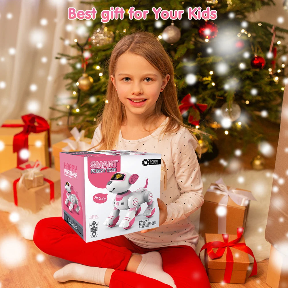 VATOS RC Robot Electronic Dog Toy Stunt Voice Command Puppy Programmable Touch-Sense Music Robot Dog Toy Christmas Gift for Kids