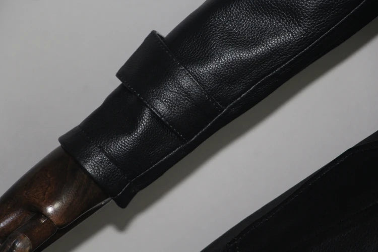 Men's Leather Trench Coat, Genuine Cowhide, Double Breasted, Extended Length Trench Long Coat Windproof Belt, Autumn Winter,6XL