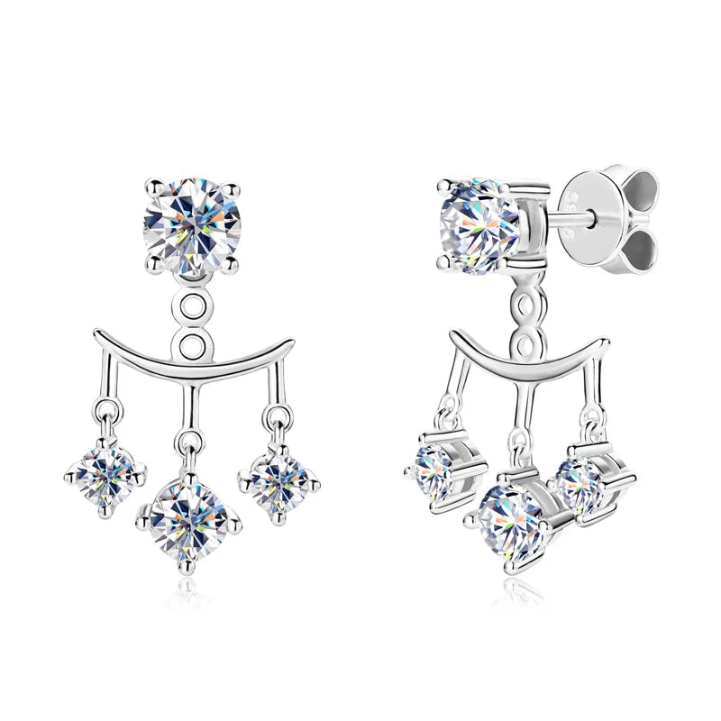 Lnngy Dazzling 5mm 0.5ct Moissanite Earrings For Women 925 Sterling Silver Double Wear Stud Earring Pendientes Plata 925 Jewelry