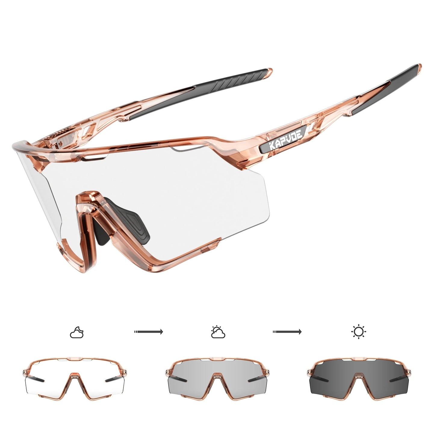 Kapvoe Photochromic Sunglasses Outdoor Bicycle Cycling Glasses MTB Driving Bike Eyewear Women Man Sports Hiking UV400 Goggles