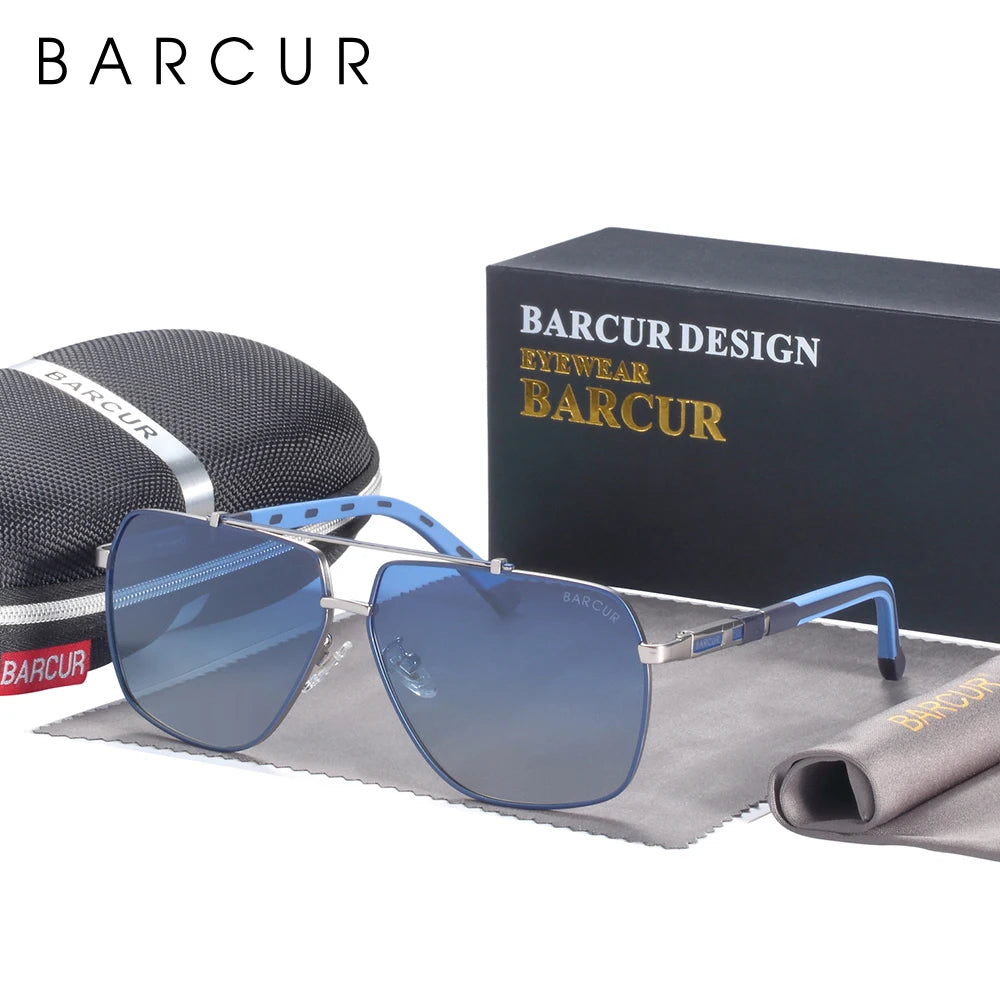 BARCUR Square Mens Sunglasses Polarized Driving Gradient Sun Glasses for Men UV400 Shades Eyewear Oculos Gafas De Sol