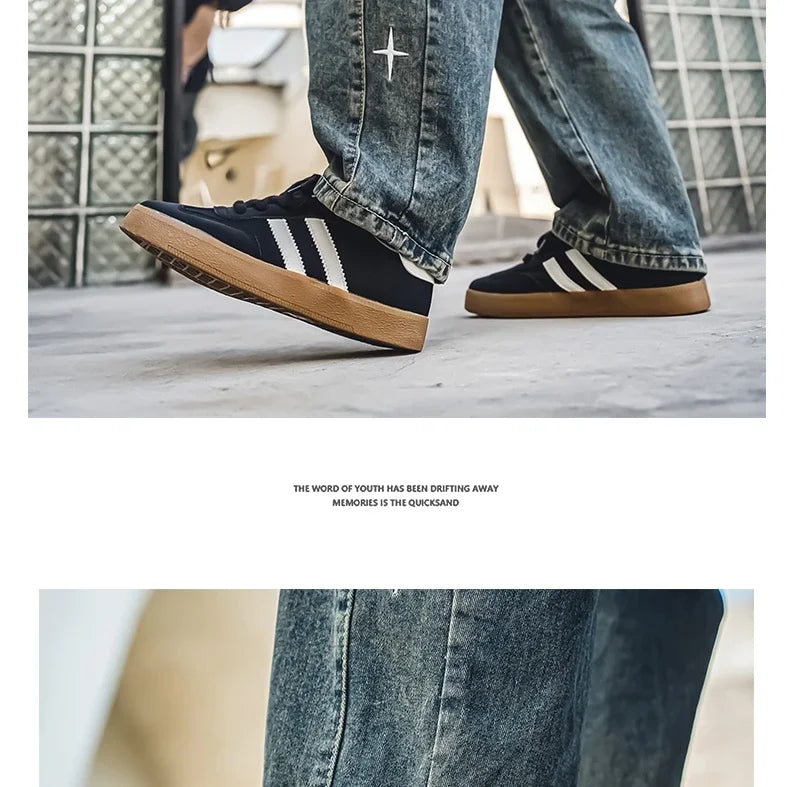 Men's Casual Retro German Training Shoes Lace-up Lightweight Comfortable Sports Flat Shoes Men Skateboard Running Shoes