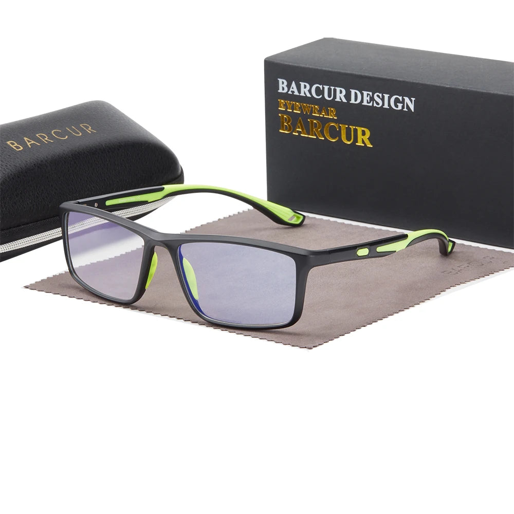 BARCUR Anti-blue Light Reading Glasses TR90 Sport Eyeglasses Fashionable Anti Slip Eyeglass Frame Women Men Computer Glasses