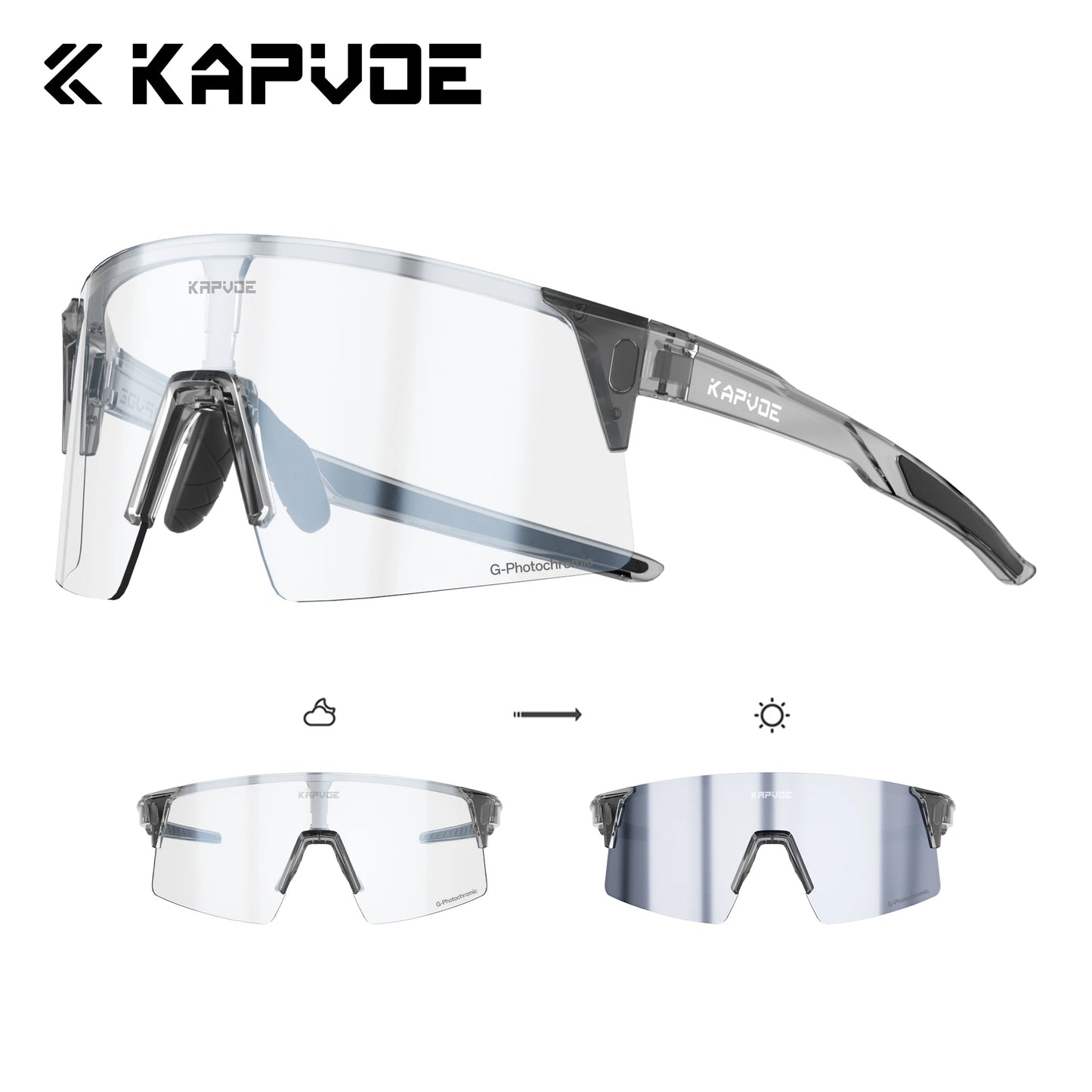 Kapvoe Photochromic Men Bike Cycling Sunglasses Women Glasses Bicycle Sports Running Glasses Outdoor UV400 New Road Goggles