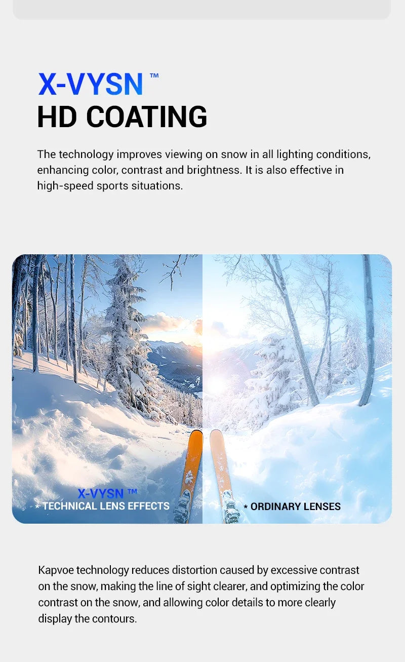 KAPVOE Winter Outdoor Ski Goggles Double Magnet Adsorpt Layers UV400 Anti-fog Coatings Snowmobile Snowboard Skiing Men Women