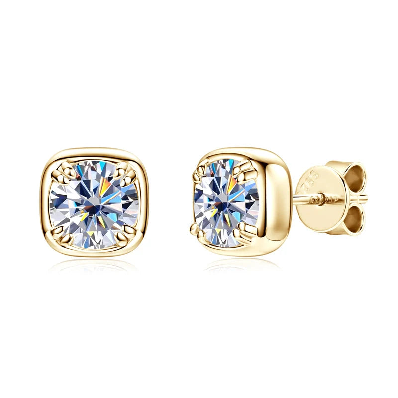 Lnngy 925 Sterling Silver Square Shape Stud Earring Certified Sparkling 6.5MM 1CT Moissanite Earrings For Women 2025 New Jewelry