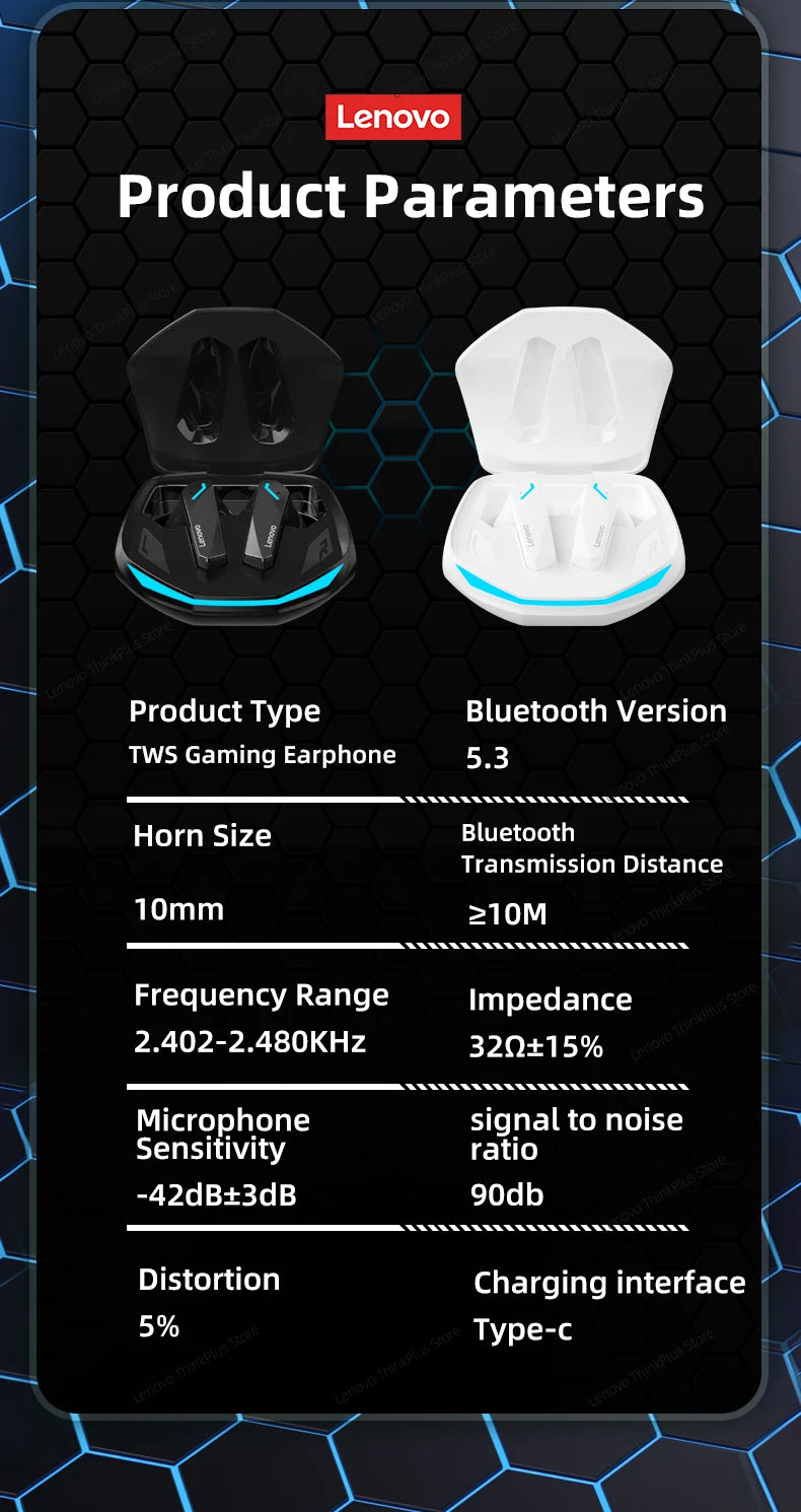 Lenovo Original GM2 Pro Wireless Headphones Bluetooth Earphones Low Latency Earbuds HD Call Dual Mode Gaming Earpods