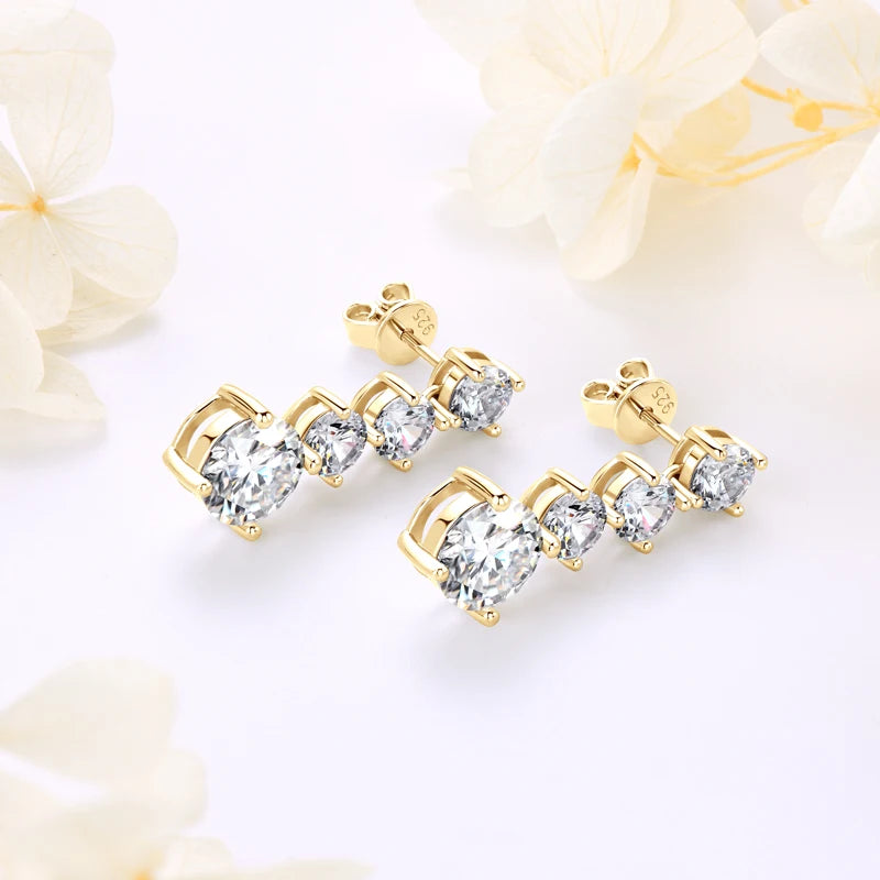 Lnngy Certified D2.00CT Moissanite Drop Earring With GRA 925 Sterling Silver Pendant Earrings for Couples Wedding Jewelry Gift