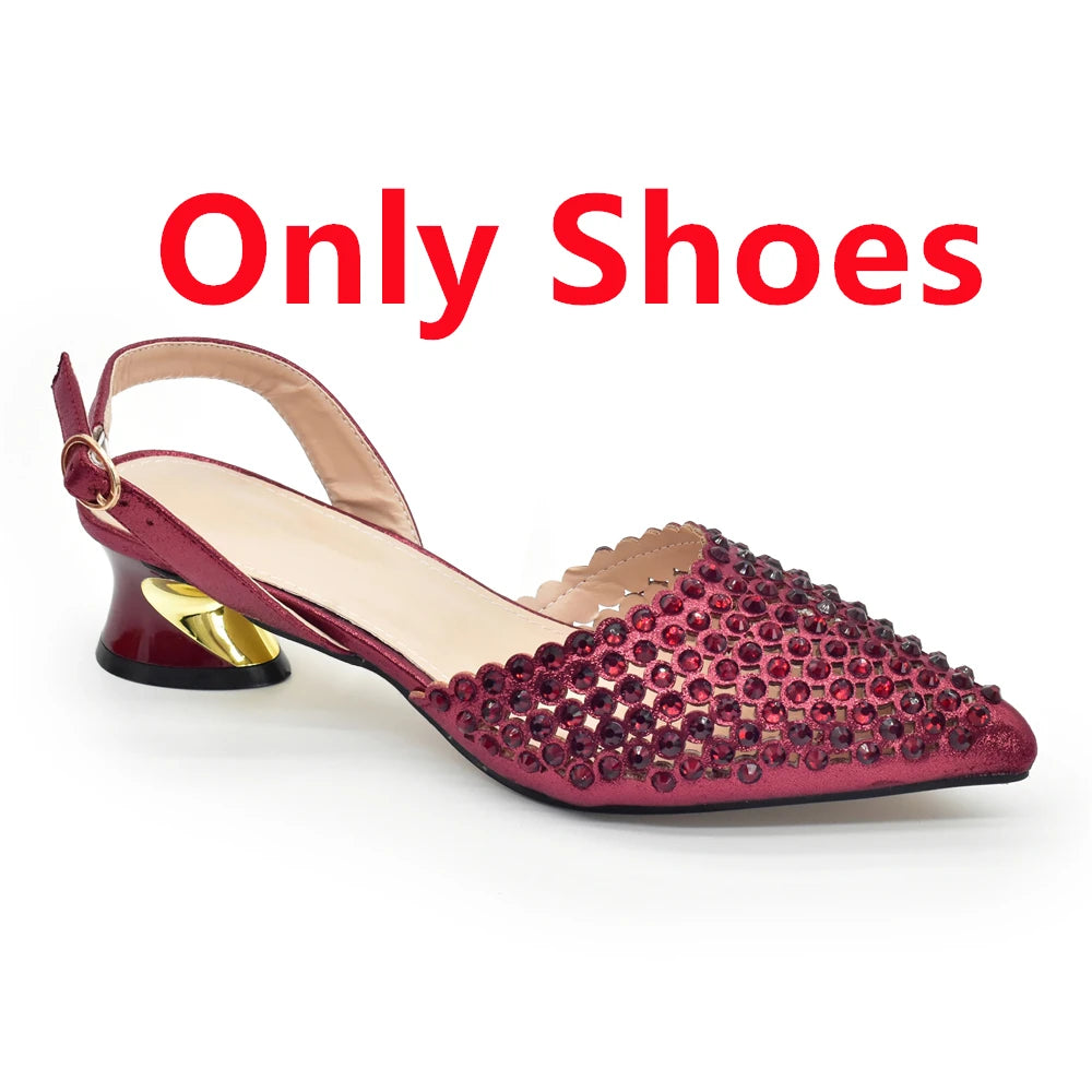 New Arrival Pointed Toe Women Sandals Shoes and Bag Set for Ladies Wedding Party Pumps Italian Shoes and Bags Matching Set
