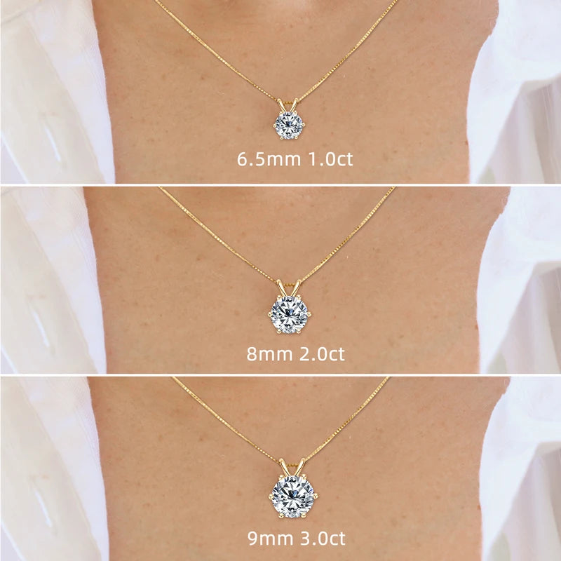 IOGOU Luxury 3.0 Carat Moissanite Pendant Necklaces for Women Real 925 Silver 1ct 2ct Diamond Necklace Engagement Jewelry Gifts