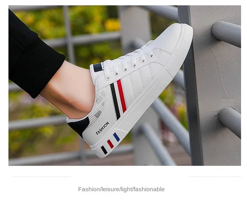 2024 Mens Casual Sneakers New Fashion Lace-up White Shoes Student Comfort Sports Plus Size Vulcanized Shoes Zapatillas De Hombre