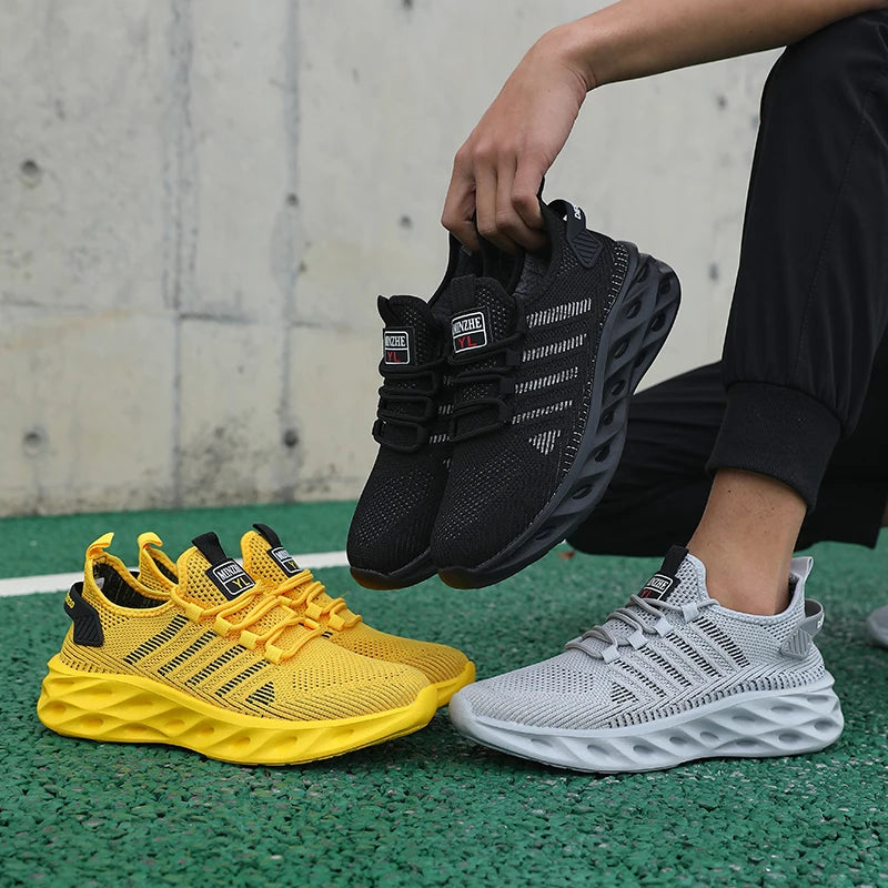Men's casual shoes fashion sneakers breathable running shoes mesh lightweight outdoor walking training tennis shoes plus size