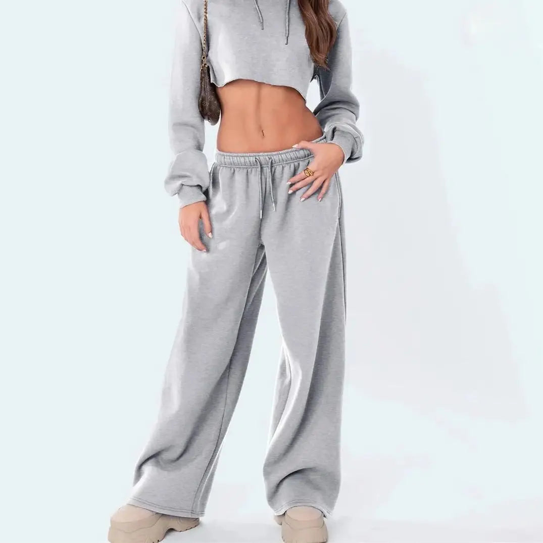Casual Straight Joggers Sweatpants Women Fashion Retro Solid Drawstring High Waist Pant Spring Summer Street Trouseres 2025 Chic
