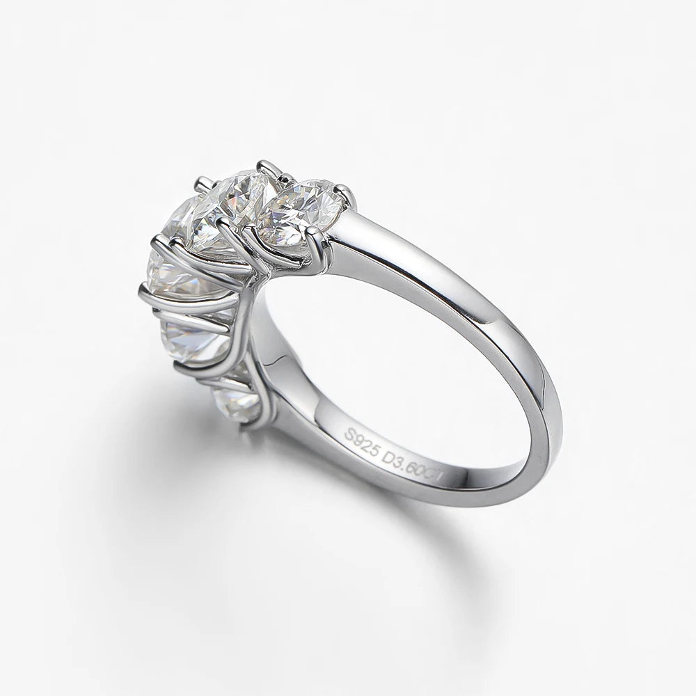 925 Sterling Silver 3.6 Carat Moissanite Ring – 18K White Gold Color Finish