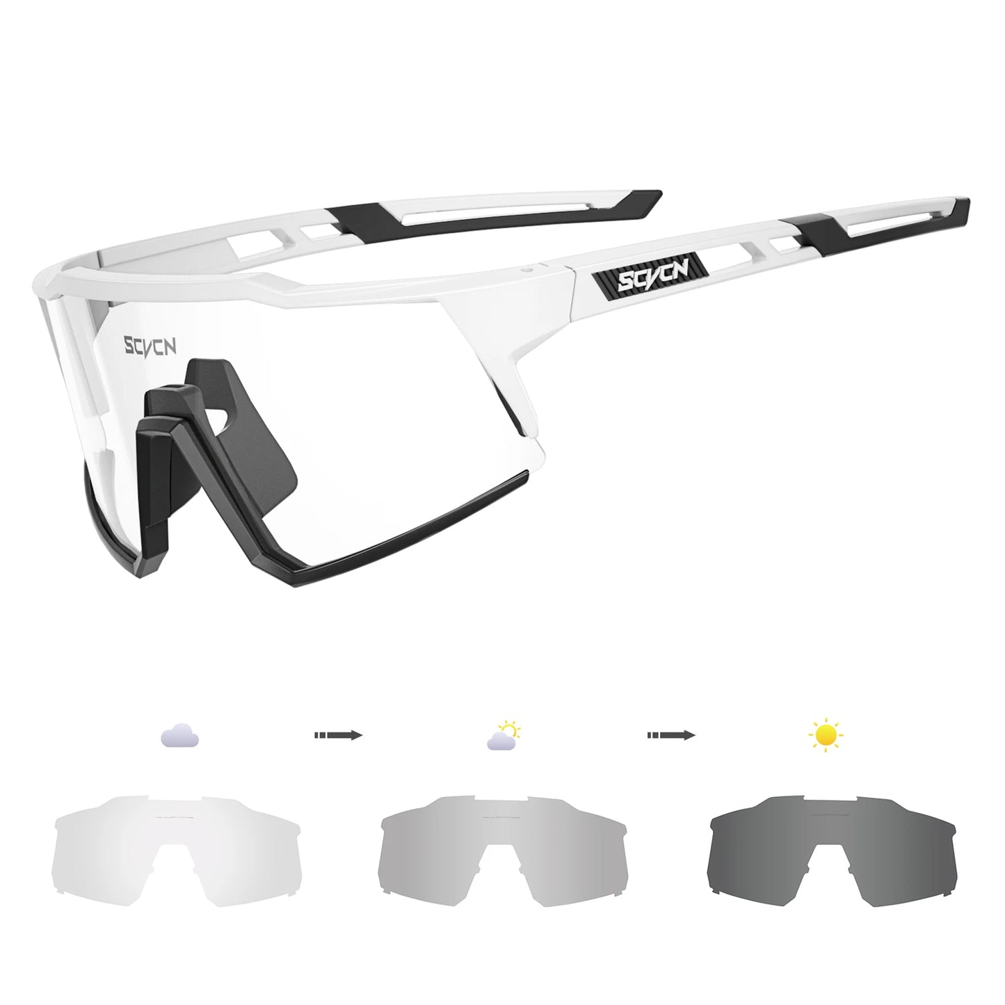 SCVCN Photochromic Cycling Glasses Bike Sunglasses for Men Fashion Mountain Bicycle Road Speed Goggles Eyewear Sports MTB Bike