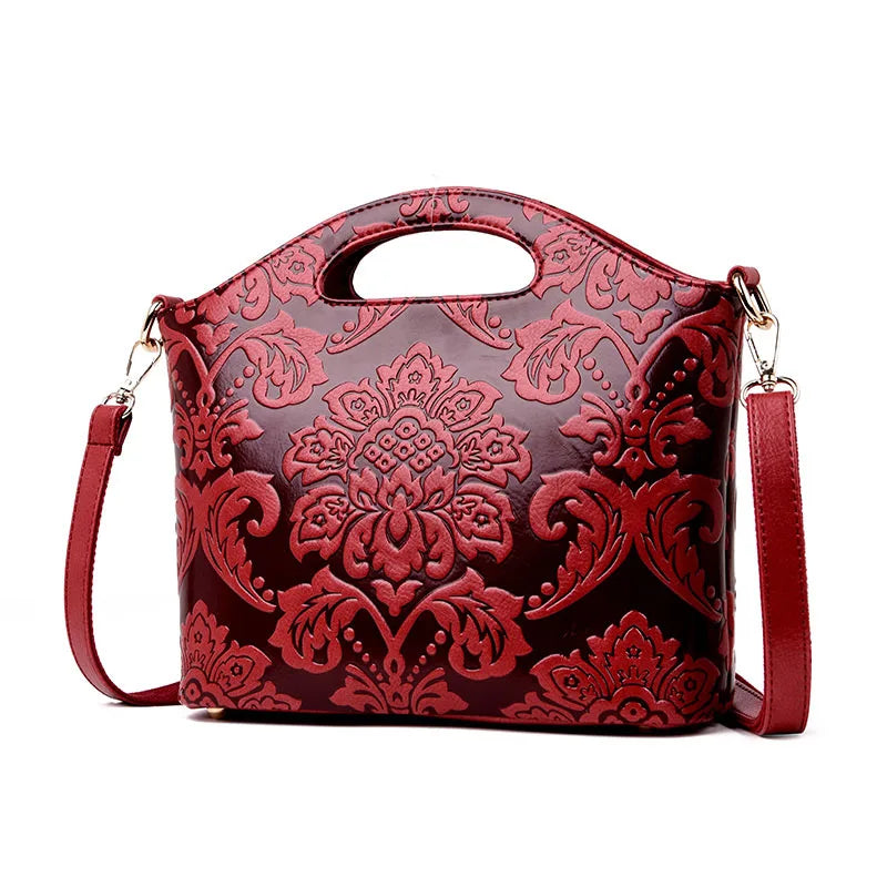 MOTAORA Women Leather Shouder Bag 2025 New High Quality Chinese Style Tote Bags Vintage Embossed Handbag Floral Retro Bag Ladies