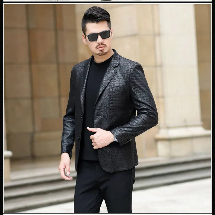 Spring Autumn New Suit Men Clothing Leather Jacket Male Leather Clothes PU Leather Coat Men's Suit Chaqueta Hombre FCY