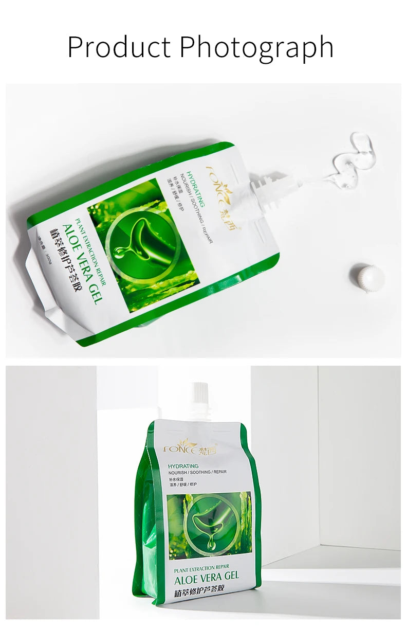 FONCE Organic Pure Aloe Vera Gel 300g Moisturizing Cream Sunburn Aloe Gel Natural Safe Sleeping Mask Soothing Lotion