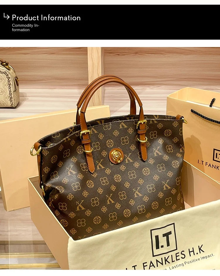 Women’s Light Luxury Retro Handbag – Large Capacity Shoulder & Crossbody Tote – 2025 High-End Fashion