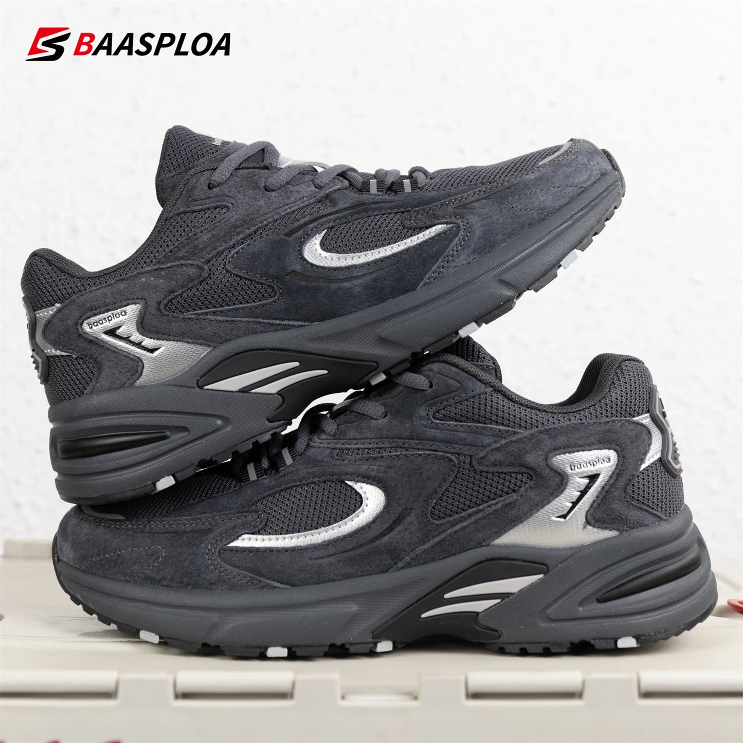 Baaslpoa New Men's Running Shoes Casual Mesh Fabric Breathable Non-Slip Walking Shoes Male Outdoor Basketball Sports Shoes