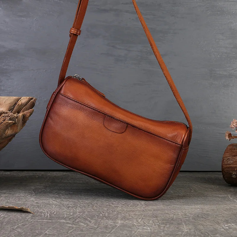 MOTAORA New Handmade Small Cowhide Shoulder Pillow Bag Women Genuine Leather Handbag Purse Retro Genuine Leather Crossbody Bags