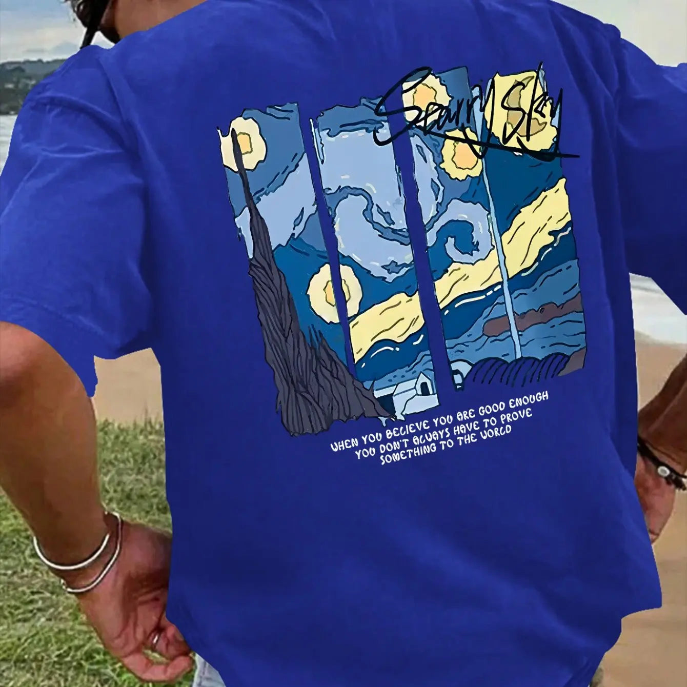 Men’s Summer 100% Cotton Casual T-Shirt Oil Painting Print | Loose Fit | Breathable Comfort