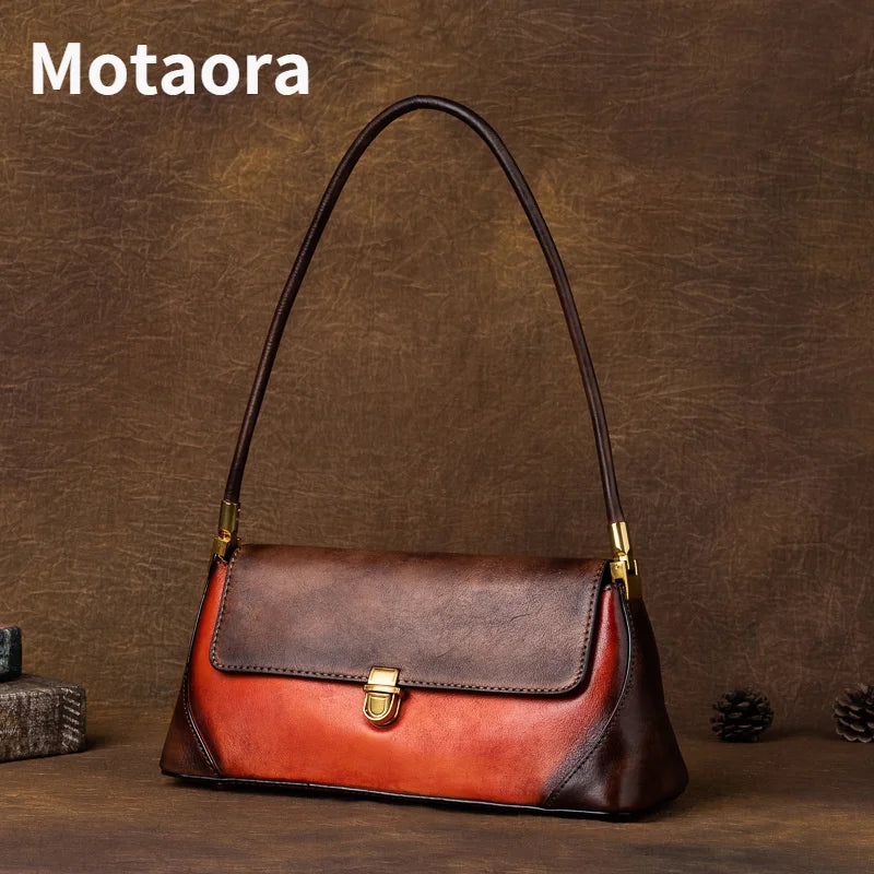 MOTAORA Retro Genuine Leather Women Shoulder Bag | Designer Phone Purse with Long Handle - Luxury New Collection