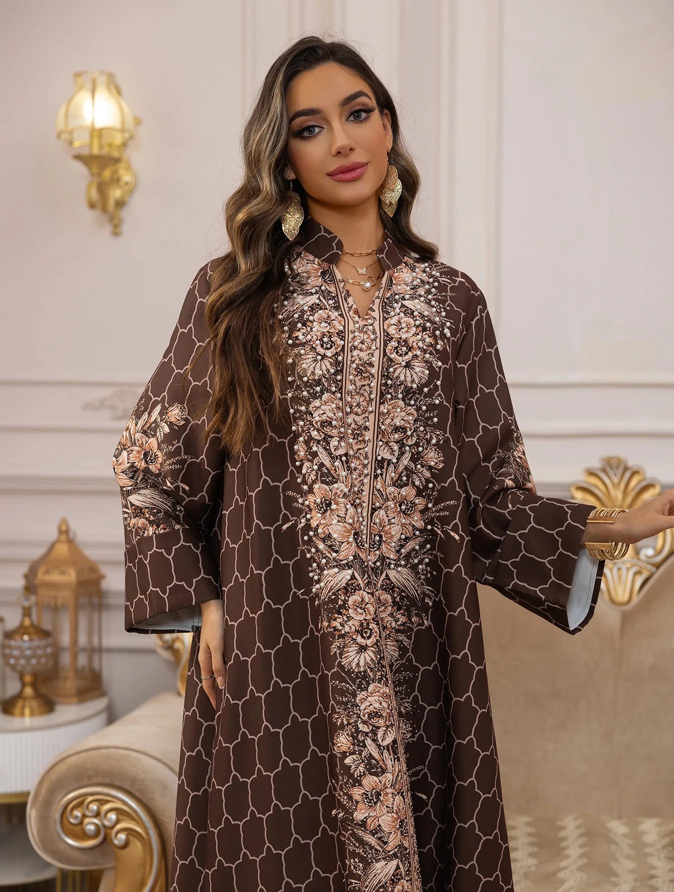 Muslim Dress Women Abaya for Eid Diamond Party Dresses Arab Long Robe Print Abayas Dubai Morocco Kaftan Islam Jalabiya Vestidos