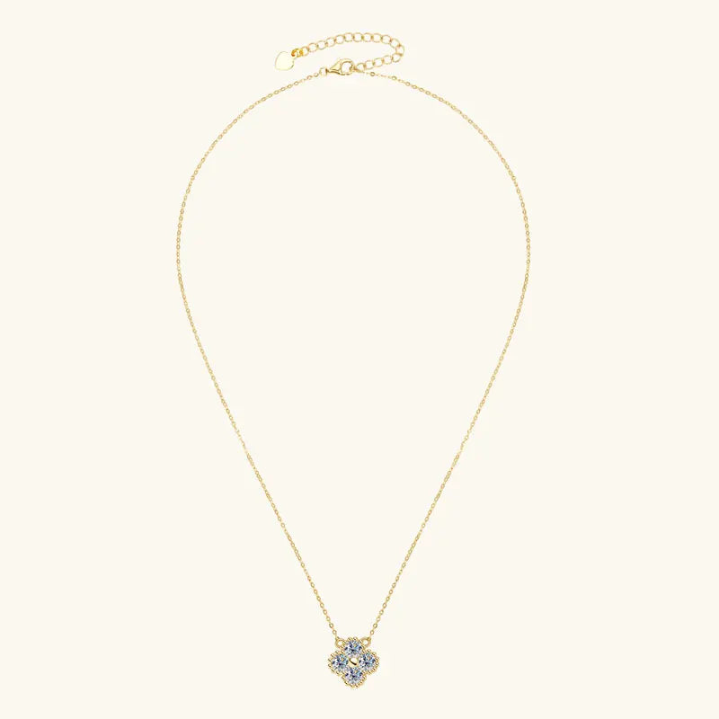 RAPRGOLD GRA Moissanite Four Clover Flower Charm Pendant Necklace Bracelet Set for Women S925 Sterling Silver Fine Jewelry Gifts