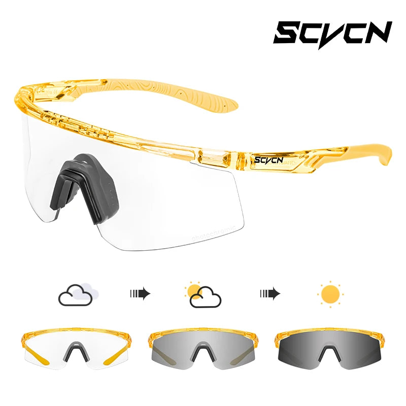 SCVCN Photochromic Sunglasses UV400 Cycling Glasses Bicycle Glasses Sports Men's MTB Road Bike Eyewear Protection Goggles UV400