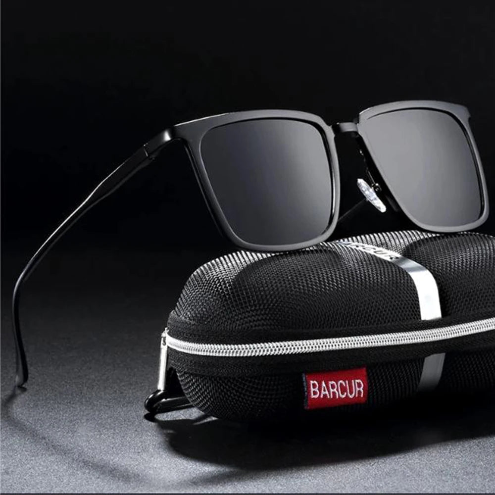 BARCUR Polarized Square Sunglasses for Men Aluminium Magnesium Sun glasses for women Gift with Box