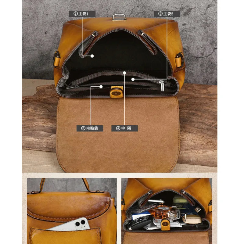 MOTAORA Vintage Handbags For Women Genuine Leather Shoulder Bags 2025 Woman Bag Rabbit Embossed Handmade Luxury Designer Handbag